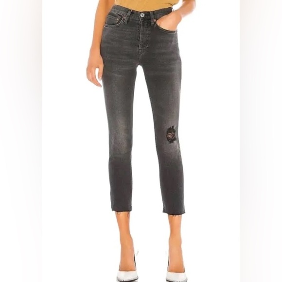 Re/Done Denim - Re/Done Originals High Waist Ankle Crop Jeans Black 26 NWT